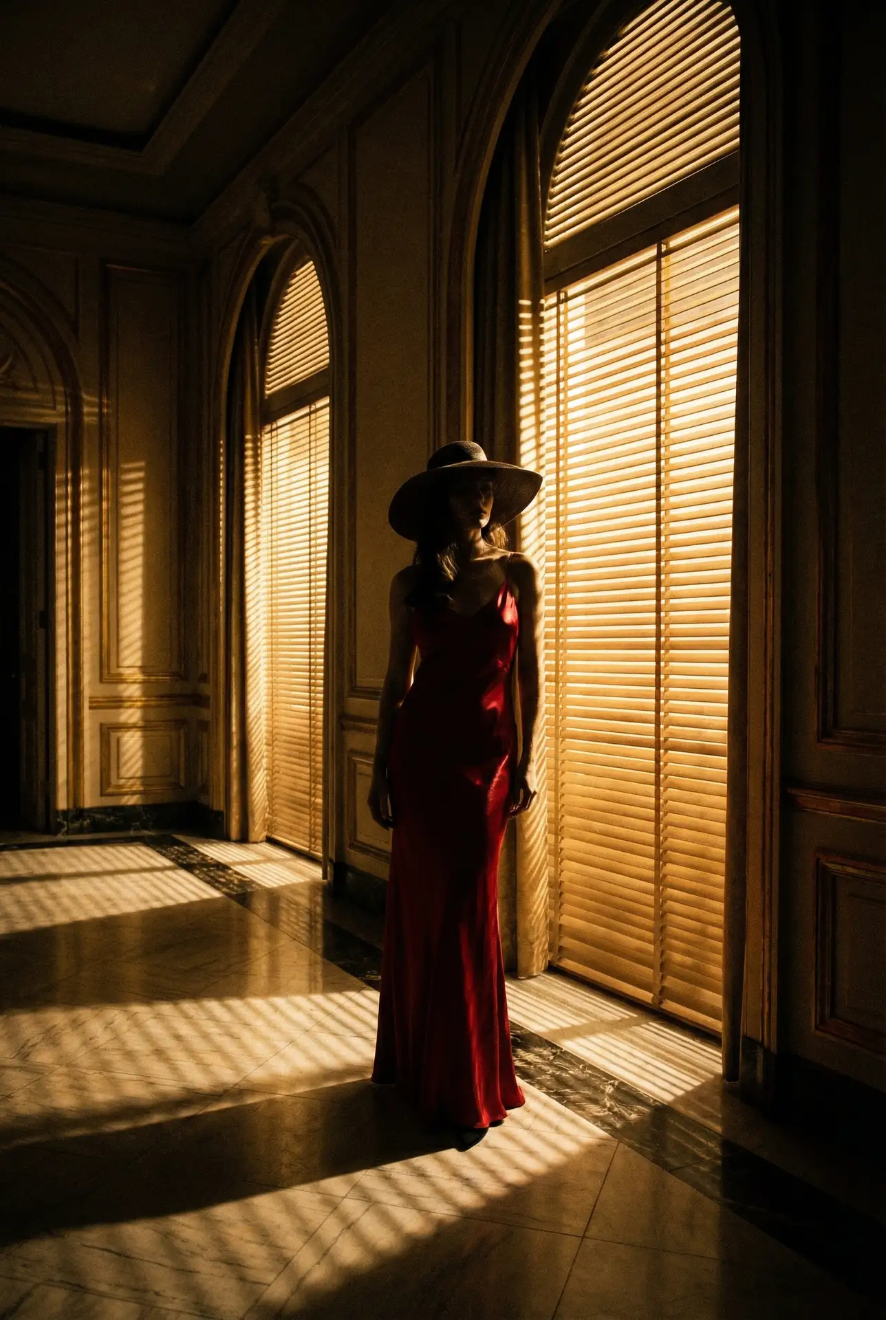 施主咬的贫僧好苏芷 出品影片《绯色走廊》艺术海报，红裙女性身影